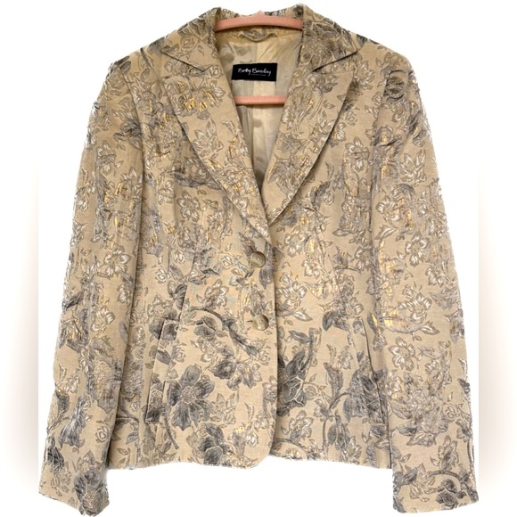 Betty Barclay Blazer US size 6 beige and gold flower pattern - Picture 1 of 5